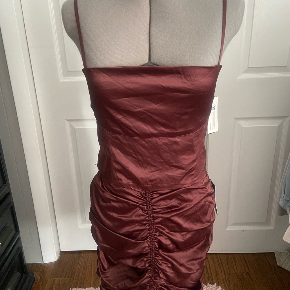 Guess Burgundy Backless Satin Dress